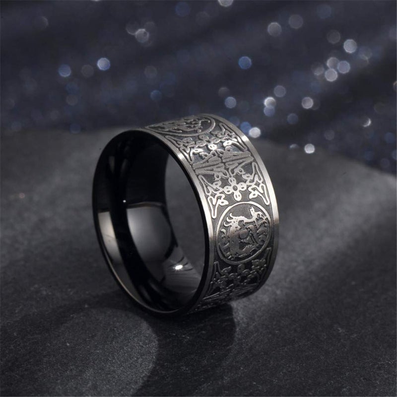 PAMTIER Stainless Steel Vintage Black Ring for Men Chinese Ancient 4 Guardian Beasts Signet Band Size 11 - Image 4